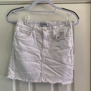 White 02 Medium Denim Fringed Mini Skirt